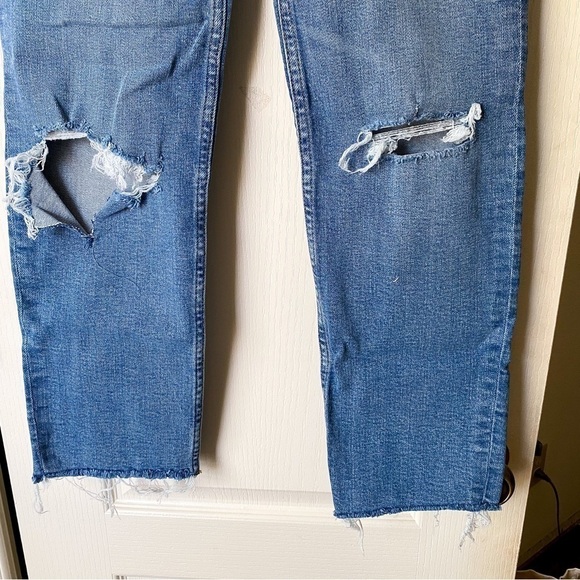 RE/DONE Jeans 70s Stove Pipe High-Rise Distressed Crop Destroyed Dawn 25 NWT - Picture 3 of 8